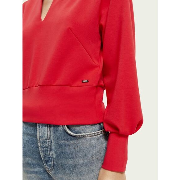 Scotch & Soda Pullover Size M Red Top Modal Sustainable Athleisure Holidays - Picture 3 of 14